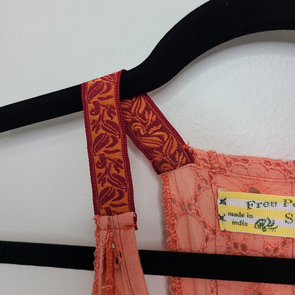 Free People Tank Top Dress Scoop Neck Tie Dye Bohemian Peach Red Size Smal - Picture 10 of 16